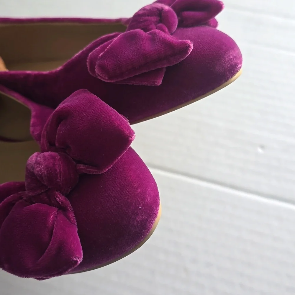 Janie and Jack Girl's Elegant Velvet Bow Flats Sz 3